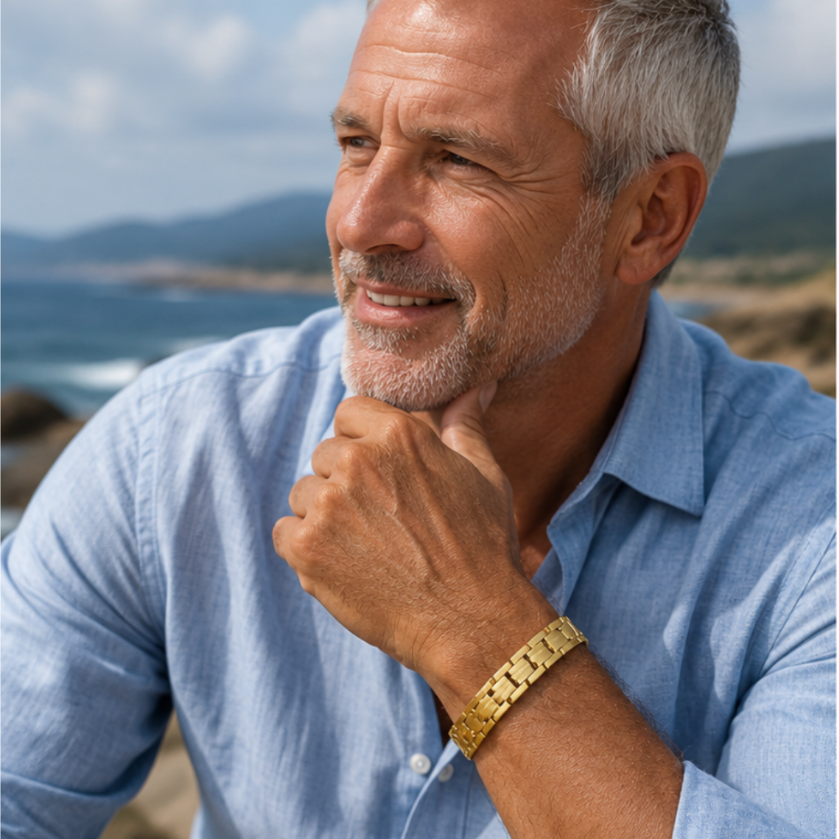 Strong Men’s Magnetic Bracelet Gold Titanium