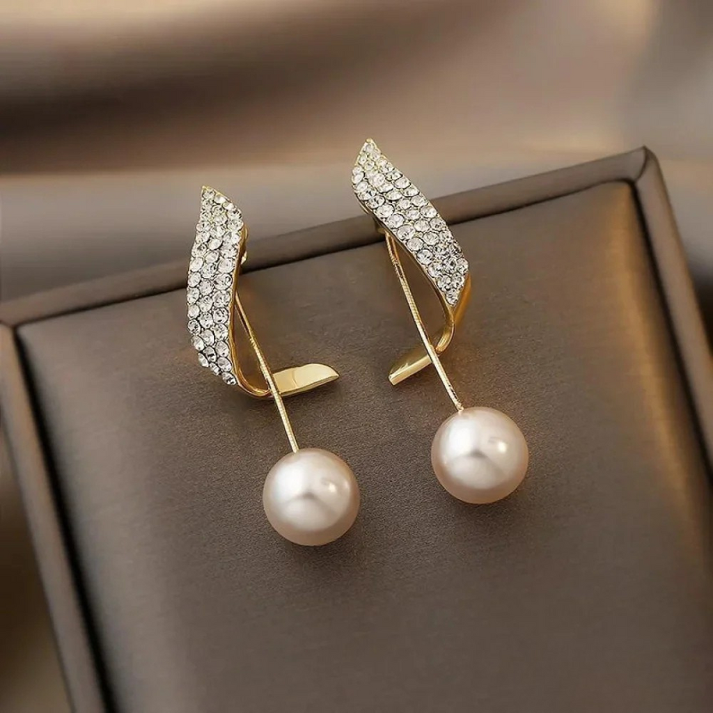 Chic Golden Pearl Drop Earrings