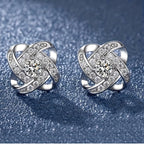 Purple Four-Leaf Clover Earrings