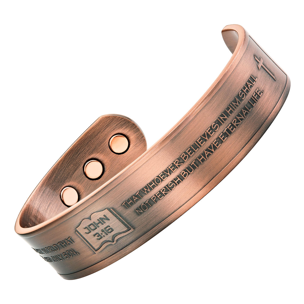 Willis Judd Mens Copper Bangle John 3:16 verse