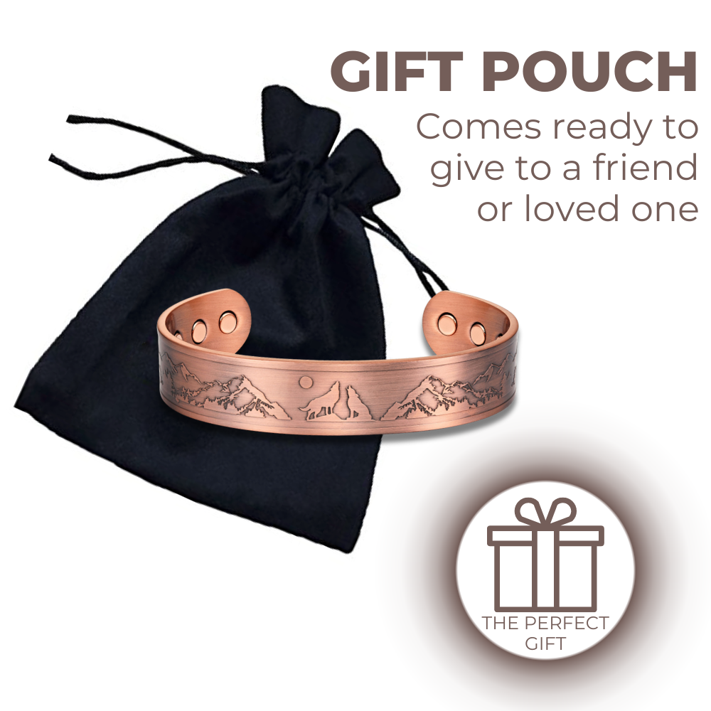 Mens Copper Magnetic Bangle Bracelet Wolf New Design