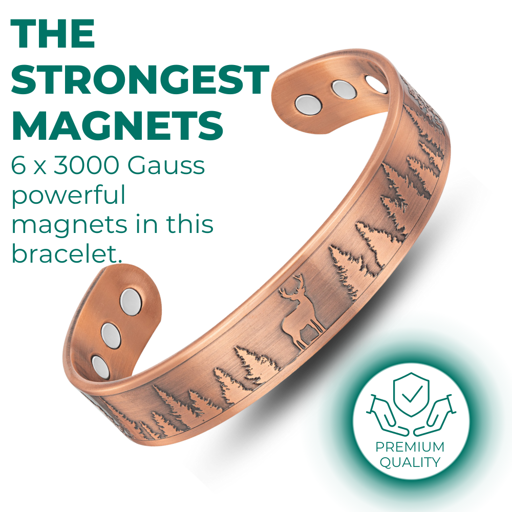 Mens Copper Magnetic Bangle Bracelet Deer - New Design