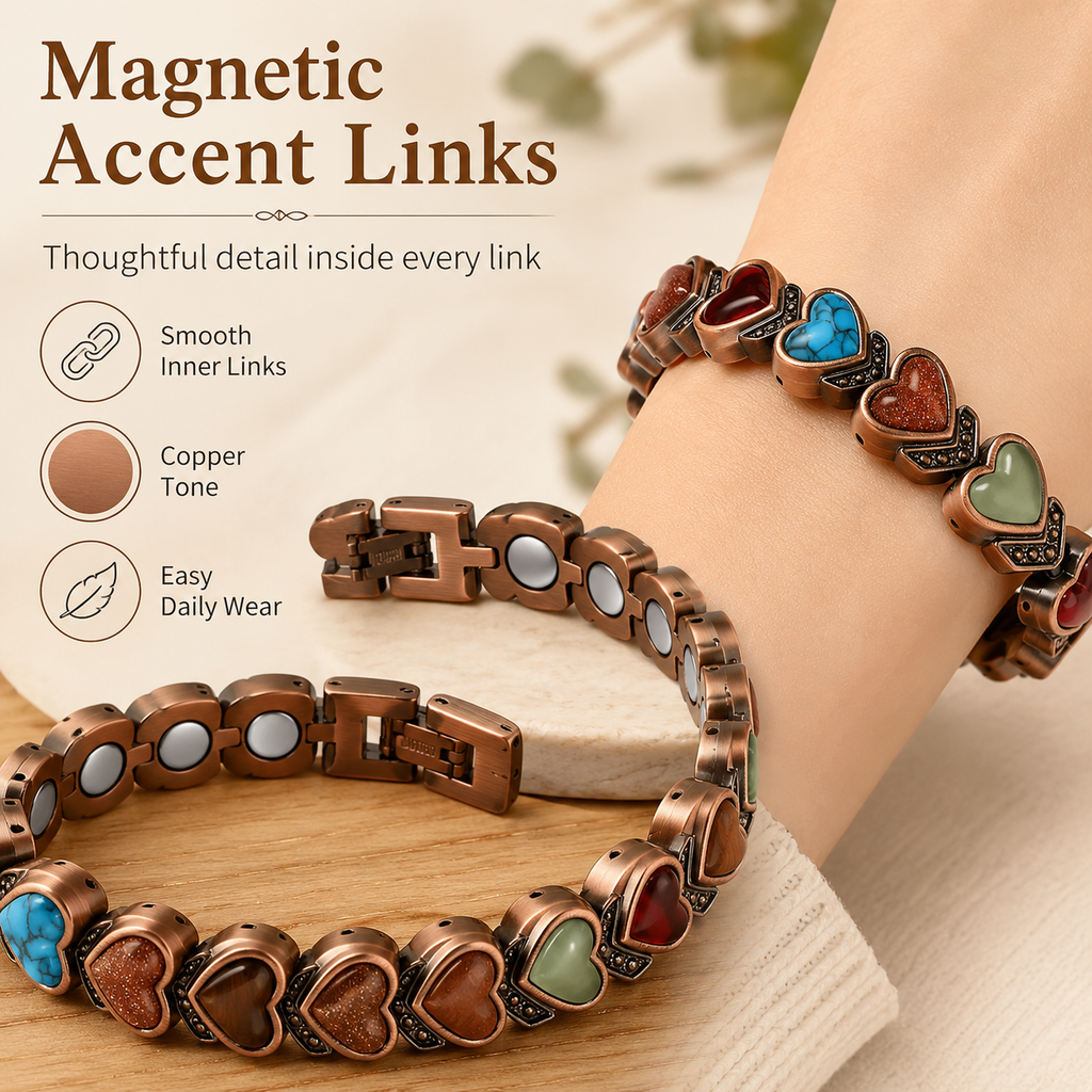 Copper Bracelet for Women, Pure Copper Magnetic Bracelets, Natural Unique Gemstone