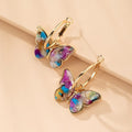 Golden Multicolor Butterfly Hoops