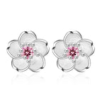 Zirconia Flower Stud Earrings
