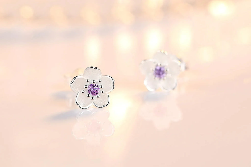 Zirconia Flower Stud Earrings