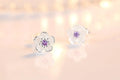 Zirconia Flower Stud Earrings