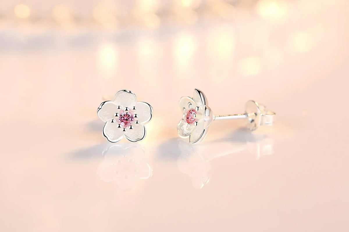 Zirconia Flower Stud Earrings