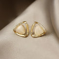 Elegant Triangle Earrings with Opal and Crystal