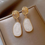 Vintage Enamel Oval Drop Earrings