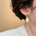Vintage Enamel Oval Drop Earrings