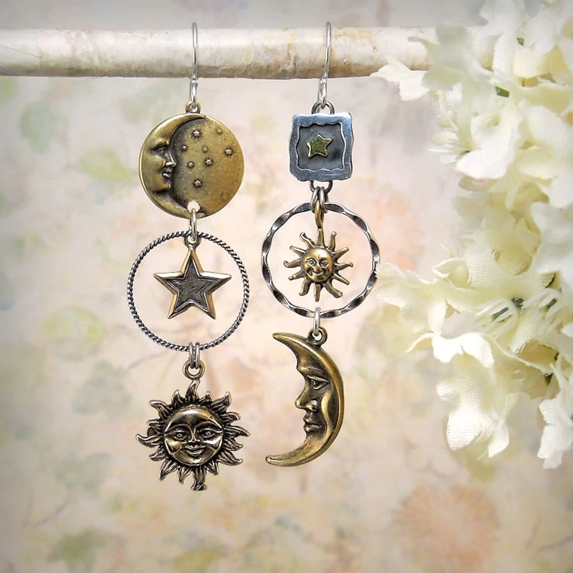 Chic Gold and Silver Pearl Earrings