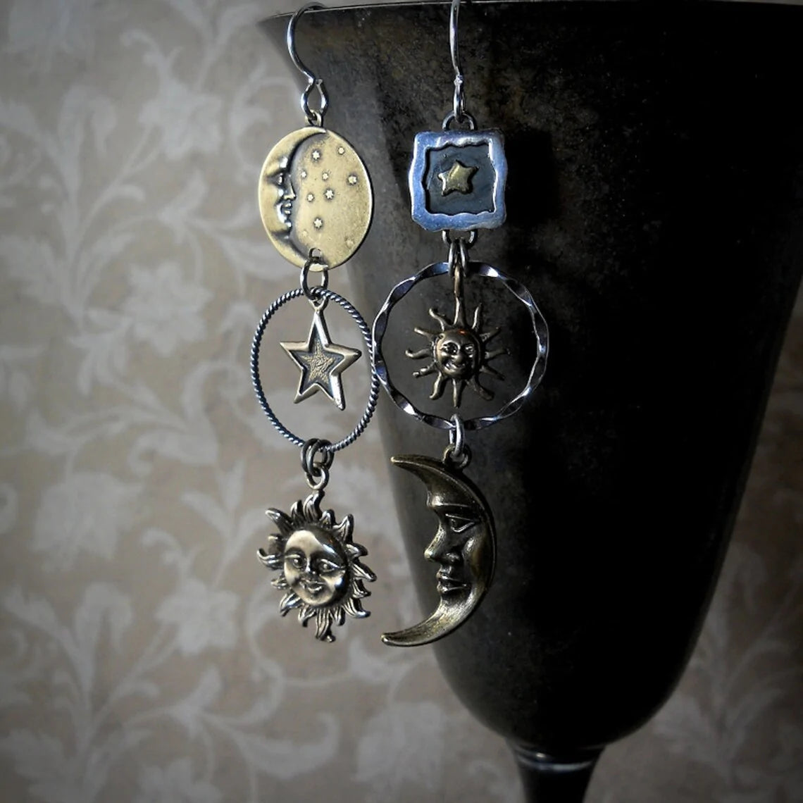 Chic Gold and Silver Pearl Earrings