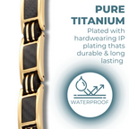 Mens Magnetic Therapy Bracelet- Gold Titanium with Black Carbon Fibre