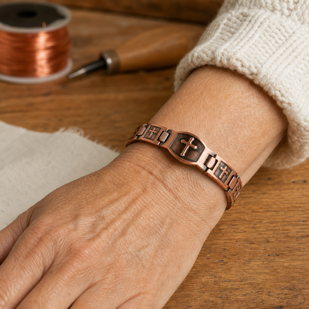 Cross Copper Bracelet