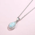 Silver Pear Opal Pendant Necklace
