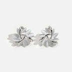 Elegant and Exquisite Circular Opal Flower Stud Earrings in Gold
